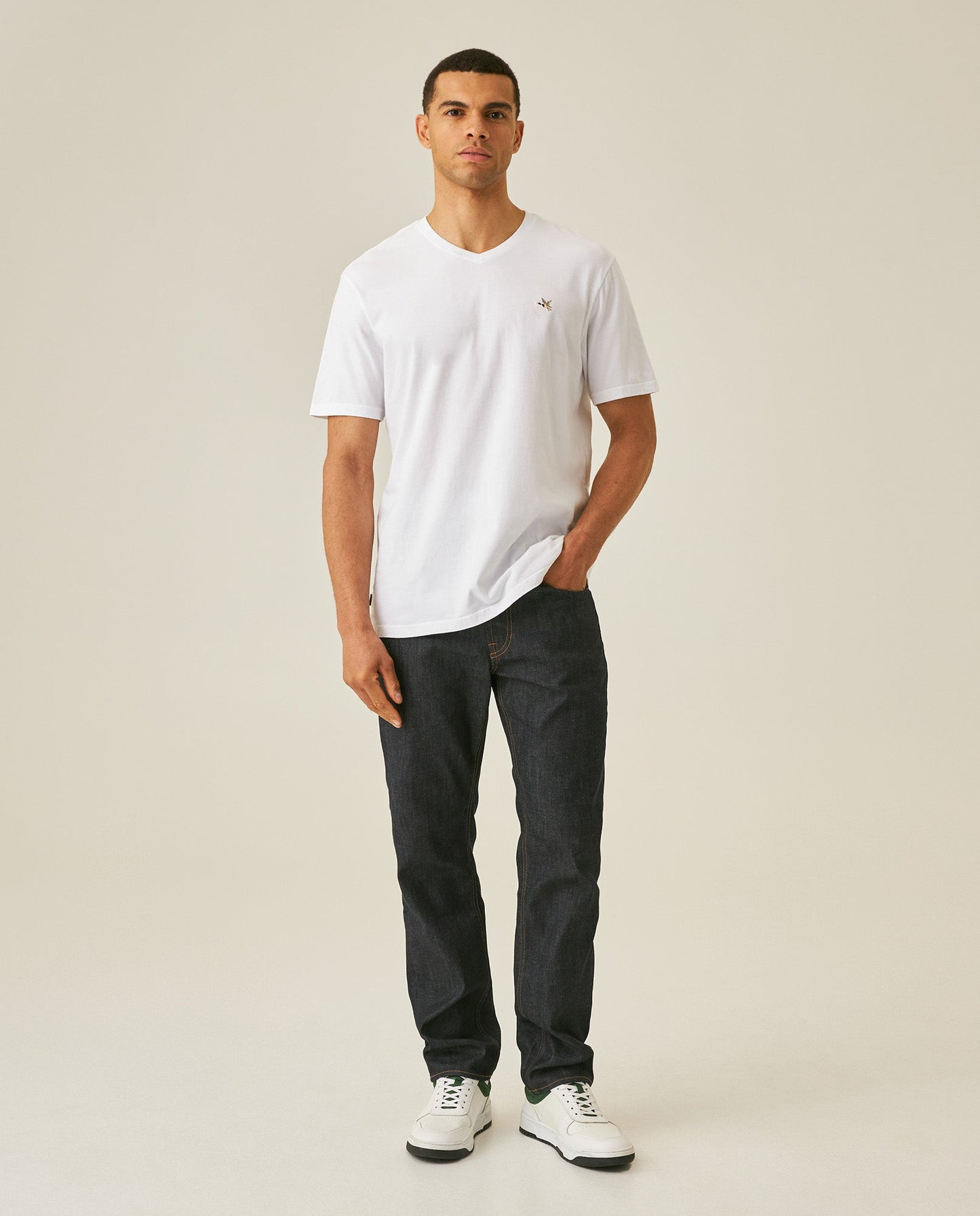 Men's Slim Fit V-Neck T-Shirt - White