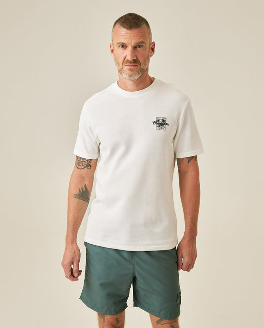 Men's T-Shirt Slim Fit Short Sleeve Cotton Polyester Waffle Texture Chest Embroidery Overlay Label - Raw