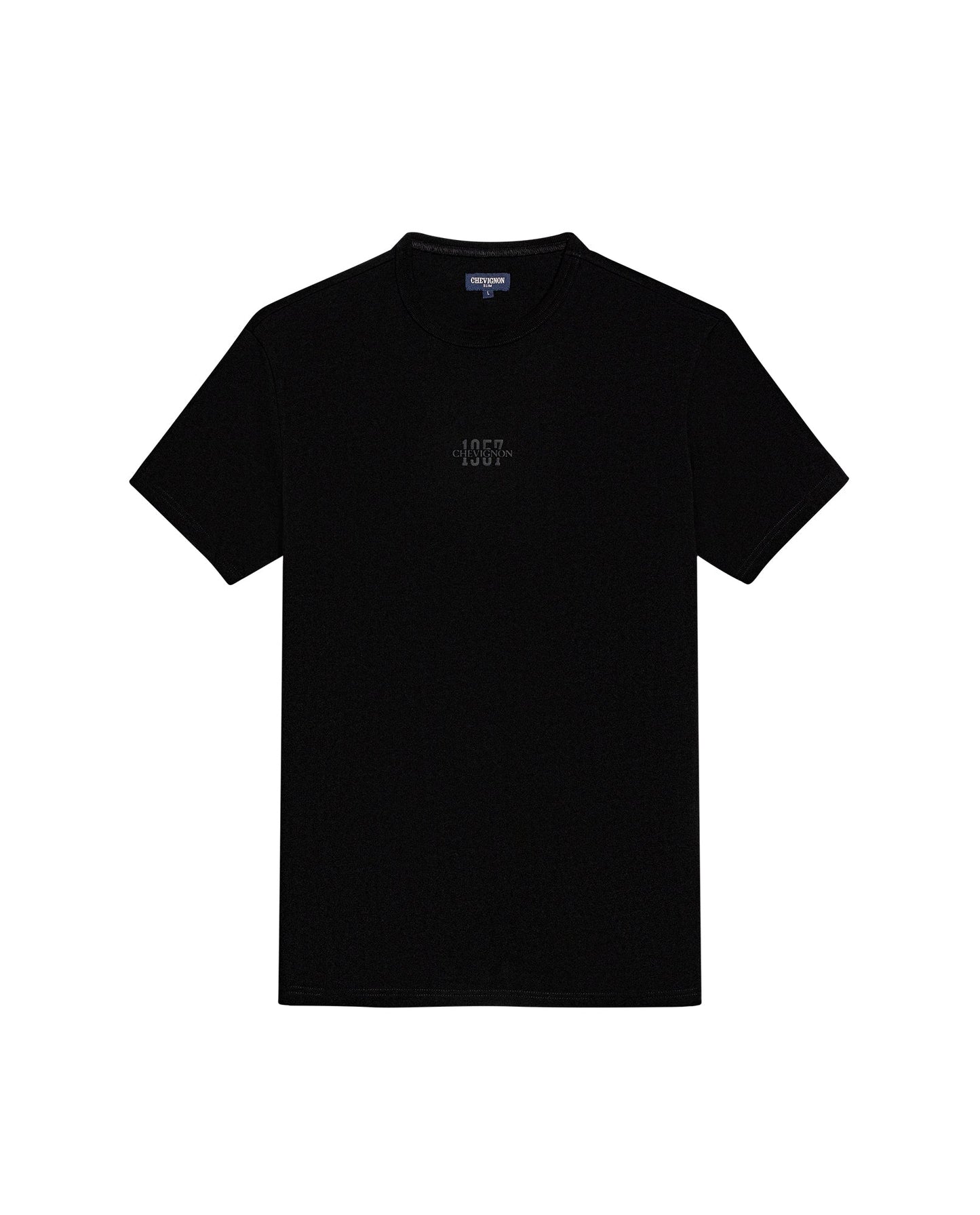 Men's T-Shirt Slim Fit Short Sleeve Cotton Jersey Heavy Mini Central High Density Graphic - Black