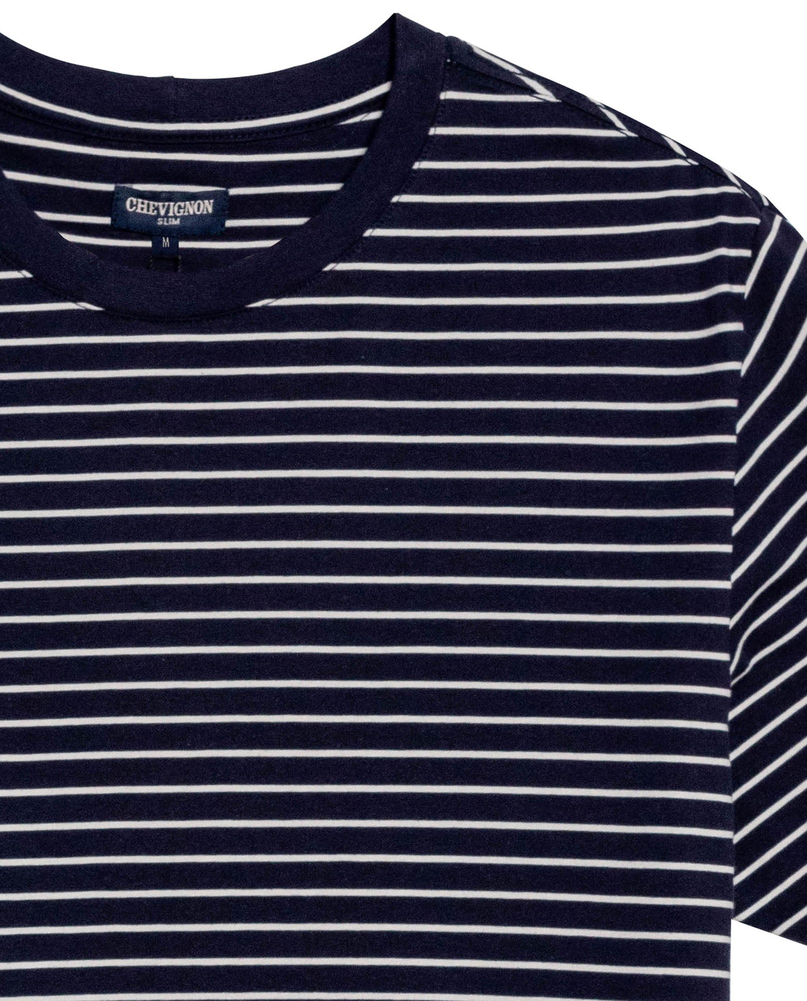 Men's T-Shirt Slim Fit Short Sleeve Cotton Elastane Stripe Fabric Flag Label Side Sleeve Nautical - Blue