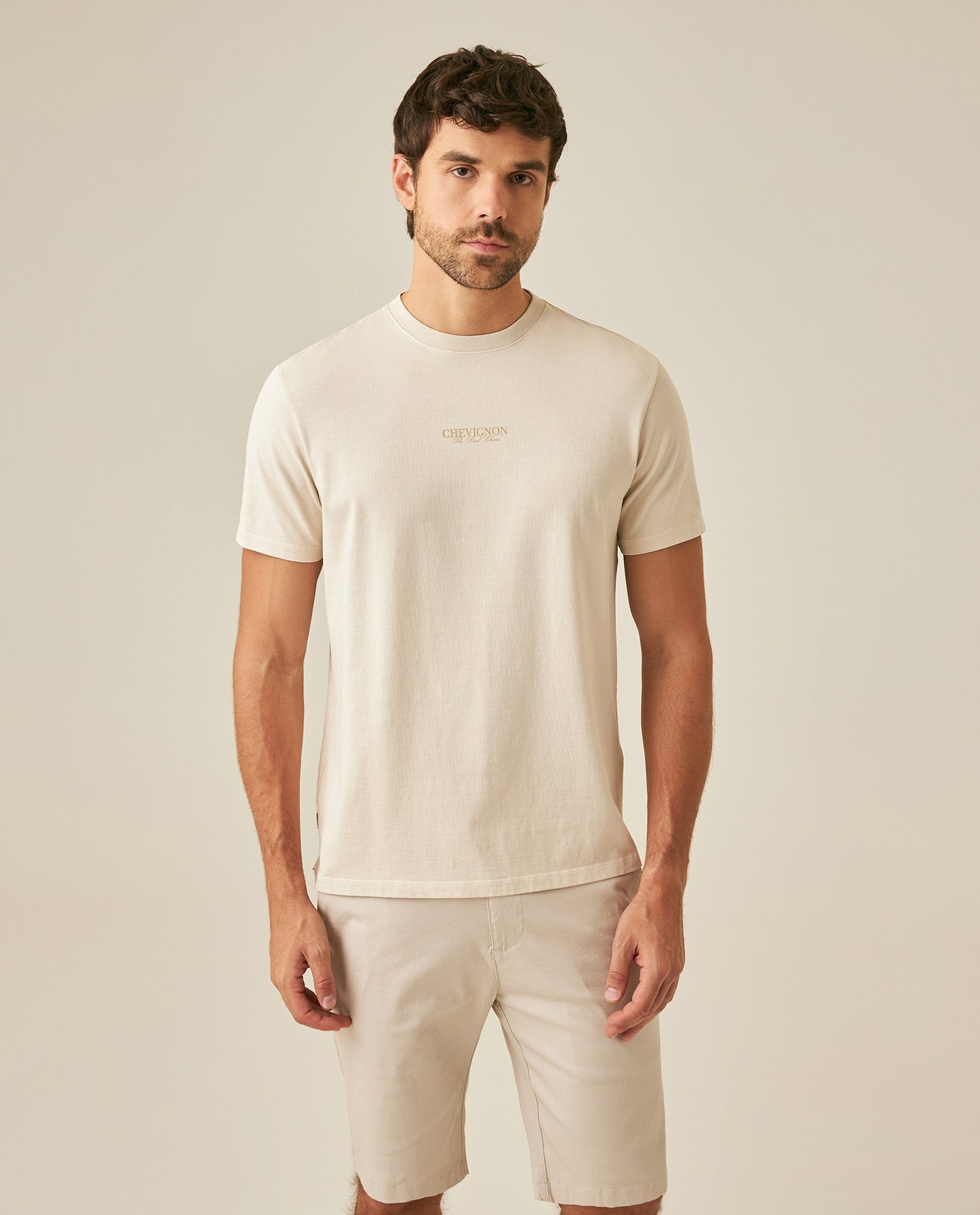 Men's T-Shirt Classic Fit Short Sleeve Cotton Jersey Heavy Washed Front Graphics Back Appliqué - Raw