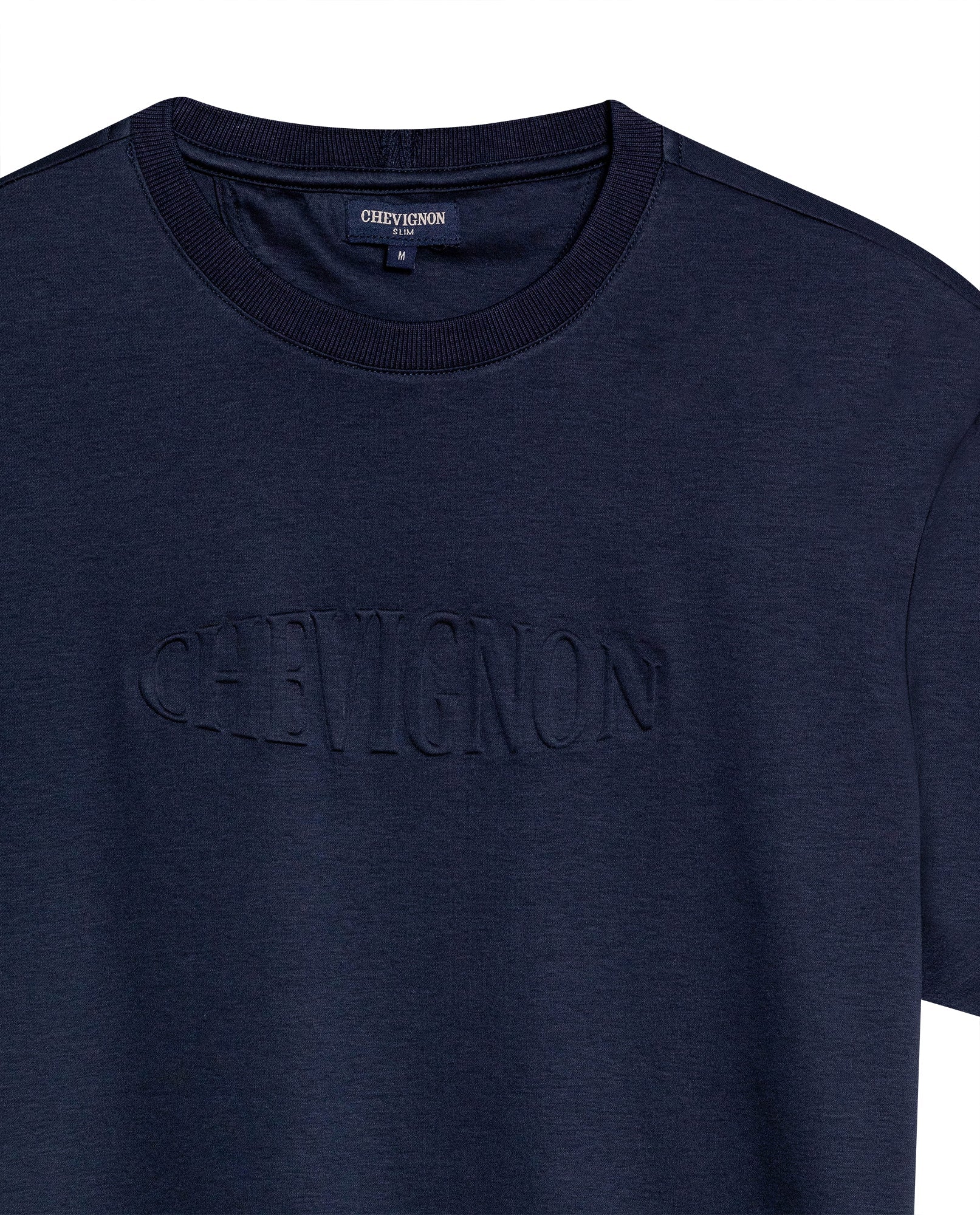 Men's T-Shirt Slim Fit Short Sleeve Modal Cotton Embossed Relief Graphic Touch - Blue