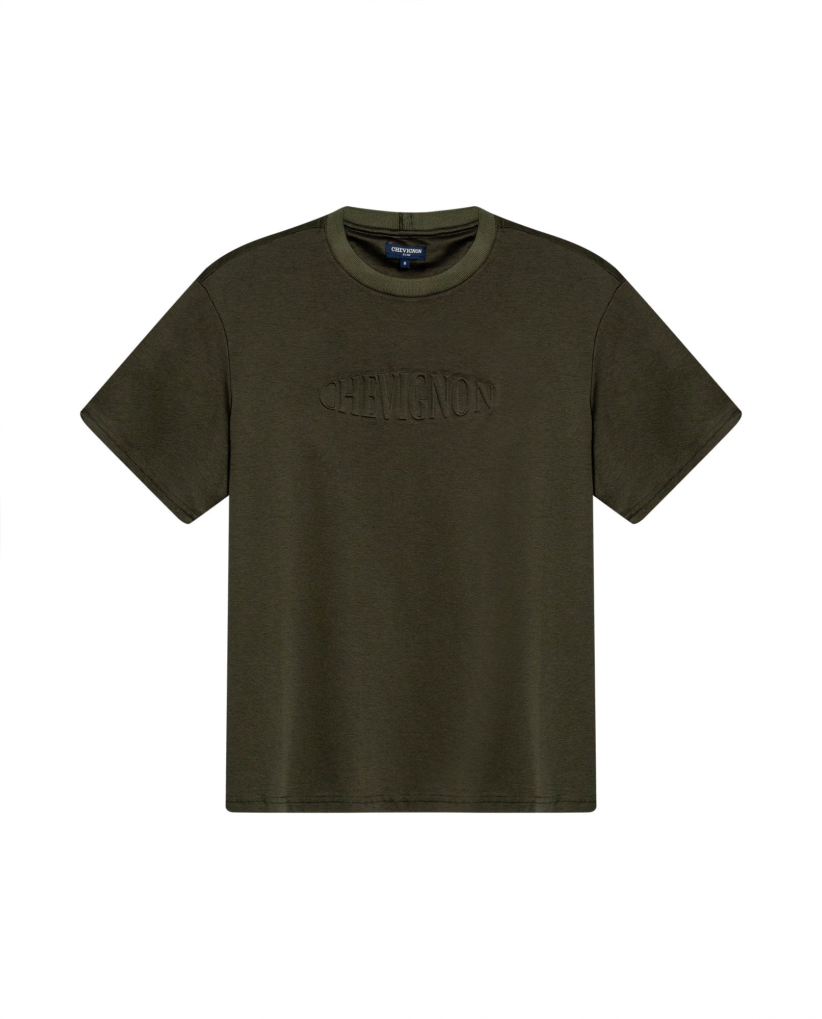 Men's T-Shirt Slim Fit Short Sleeve Modal Cotton Embossed Relief Graphic Touch - Green
