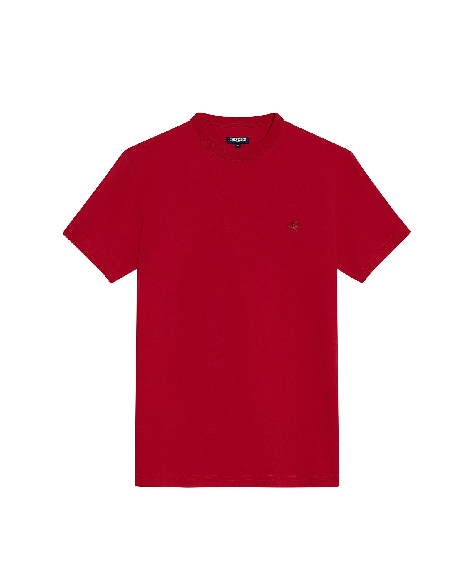 Men's T-Shirt Slim Fit Short Sleeve Cotton Jersey Double Knit Superior Durability Tone on Tone Duck Minimalist - Red