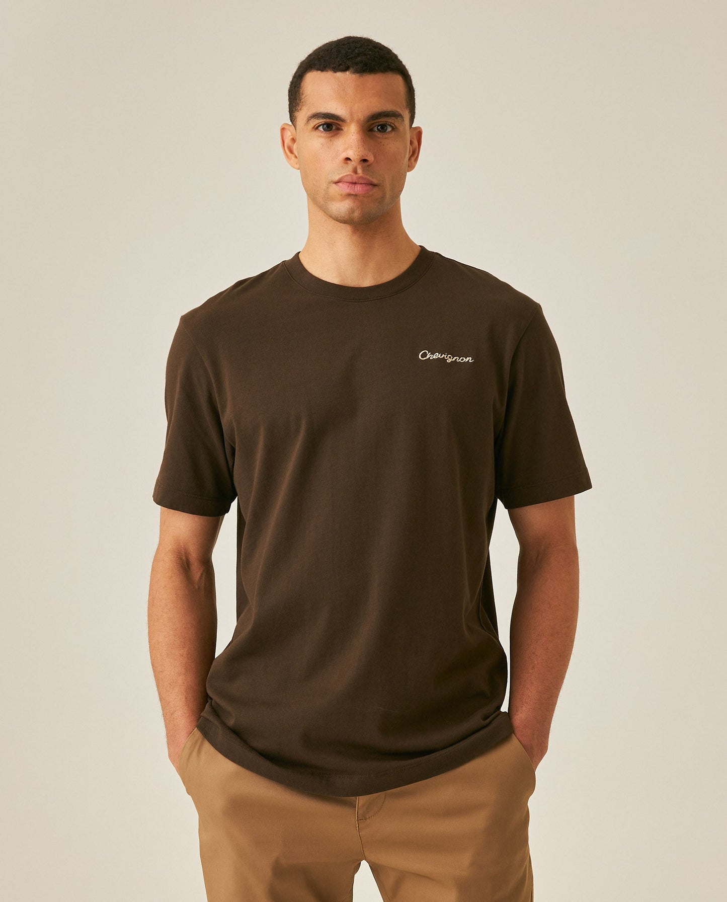 Men's Rodeo T-Shirt Classic Fit Short Sleeve Artisan Embroidery - Brown