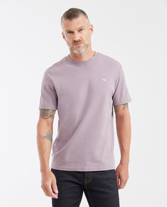 Men's Slim Fit T-Shirt Round Neck in Double Knit Cotton - Purple