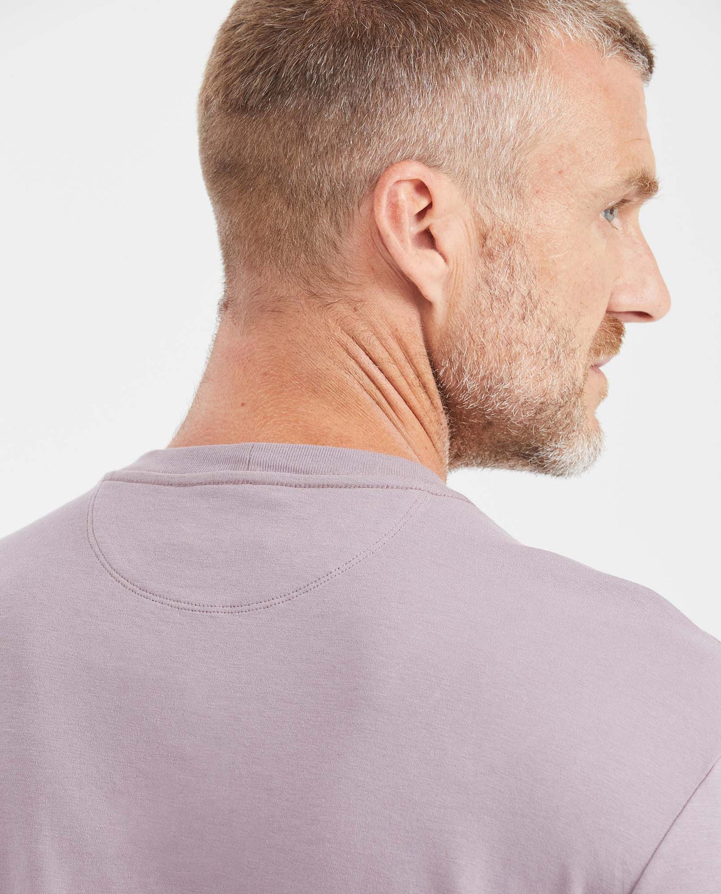 Men's Slim Fit T-Shirt Round Neck in Double Knit Cotton - Purple