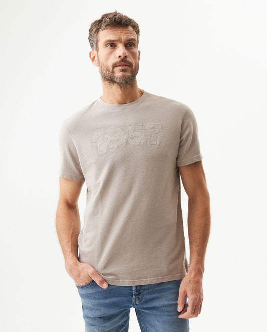 Men's Slim Fit Textured T-shirt in Cotton Seafarer
