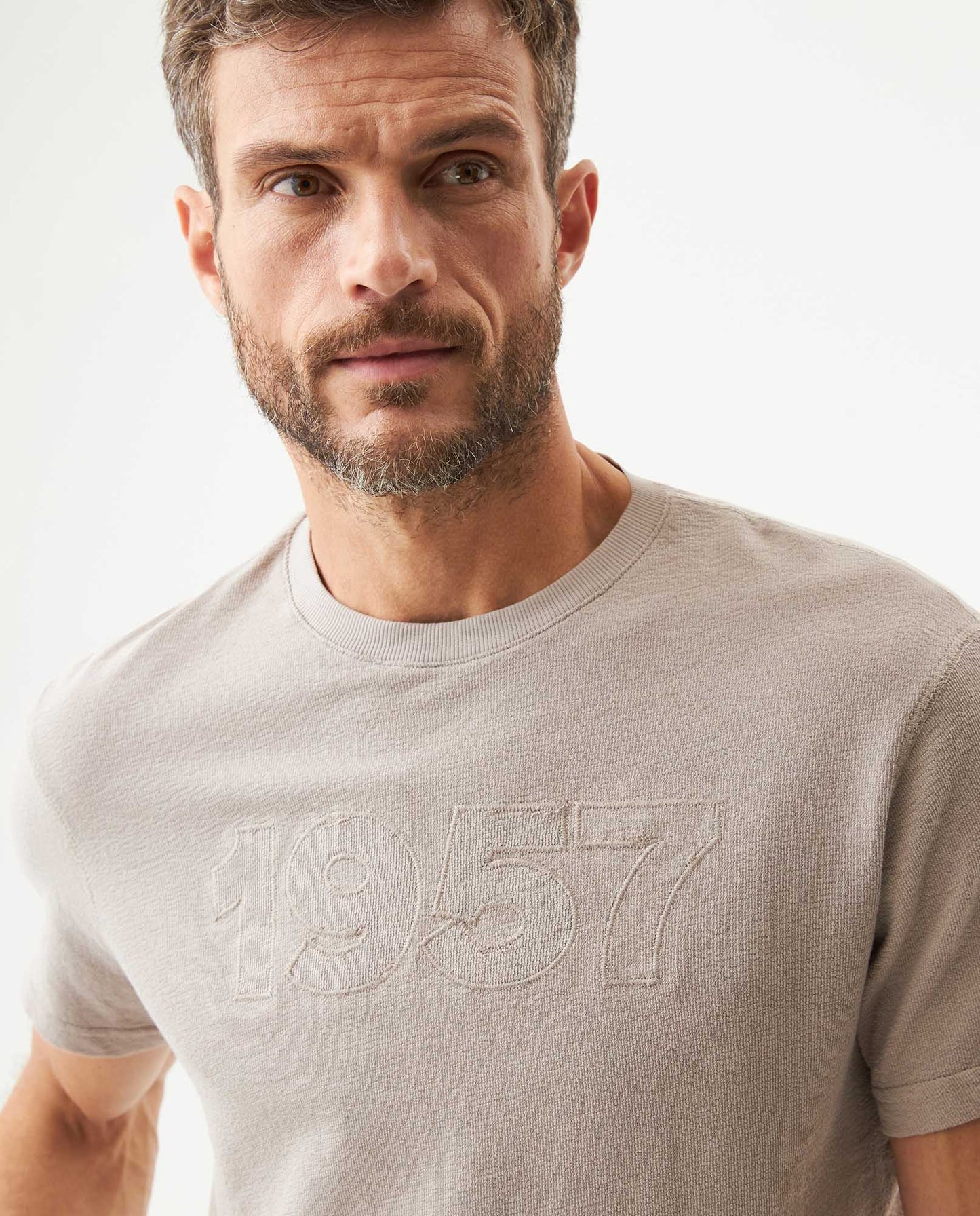 Men's Slim Fit Textured T-shirt in Cotton Seafarer