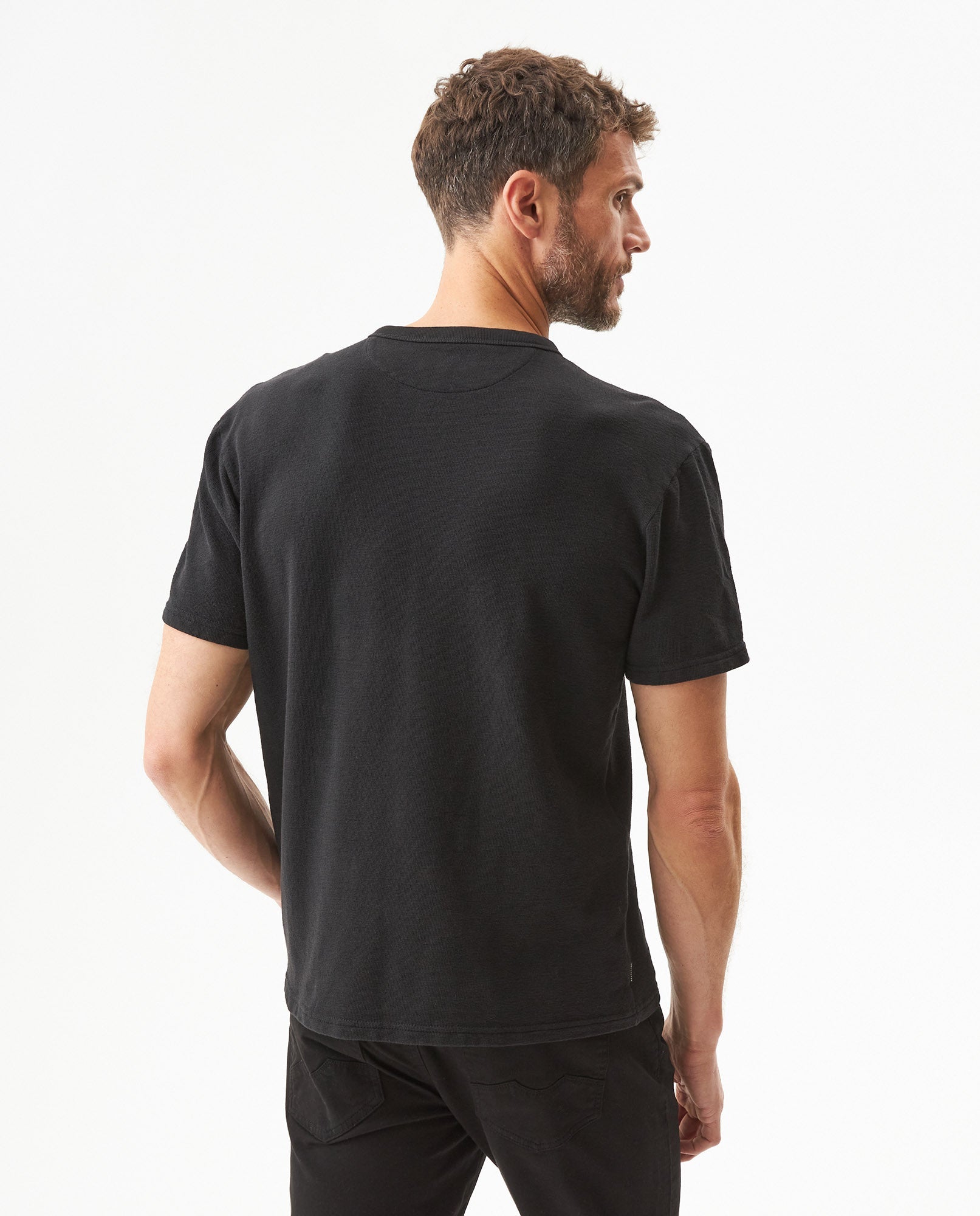 Men's V-Neck Slim Fit T-shirt in Cotton-Polyester Blend Lighthouse