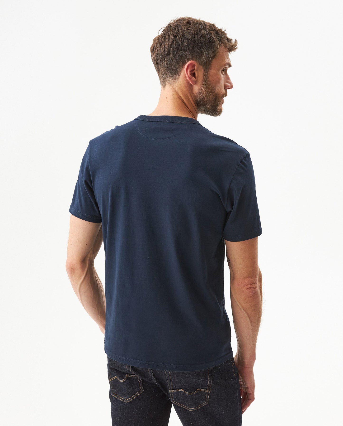 Men's Slim Fit Typographic Graphic T-shirt in Cotton Seafront