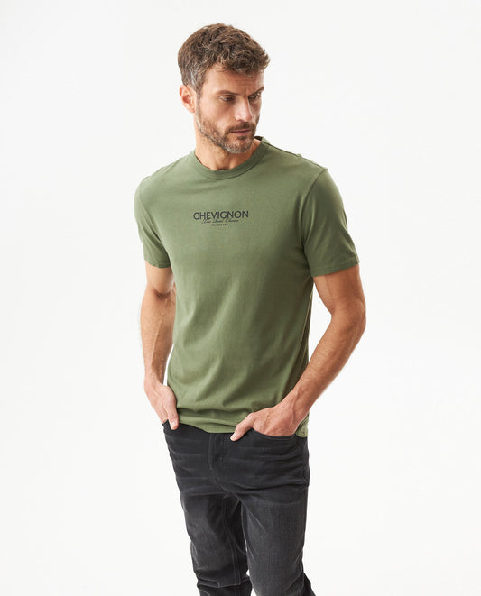 Men's Slim Fit Typographic Graphic T-shirt in Cotton Seafront