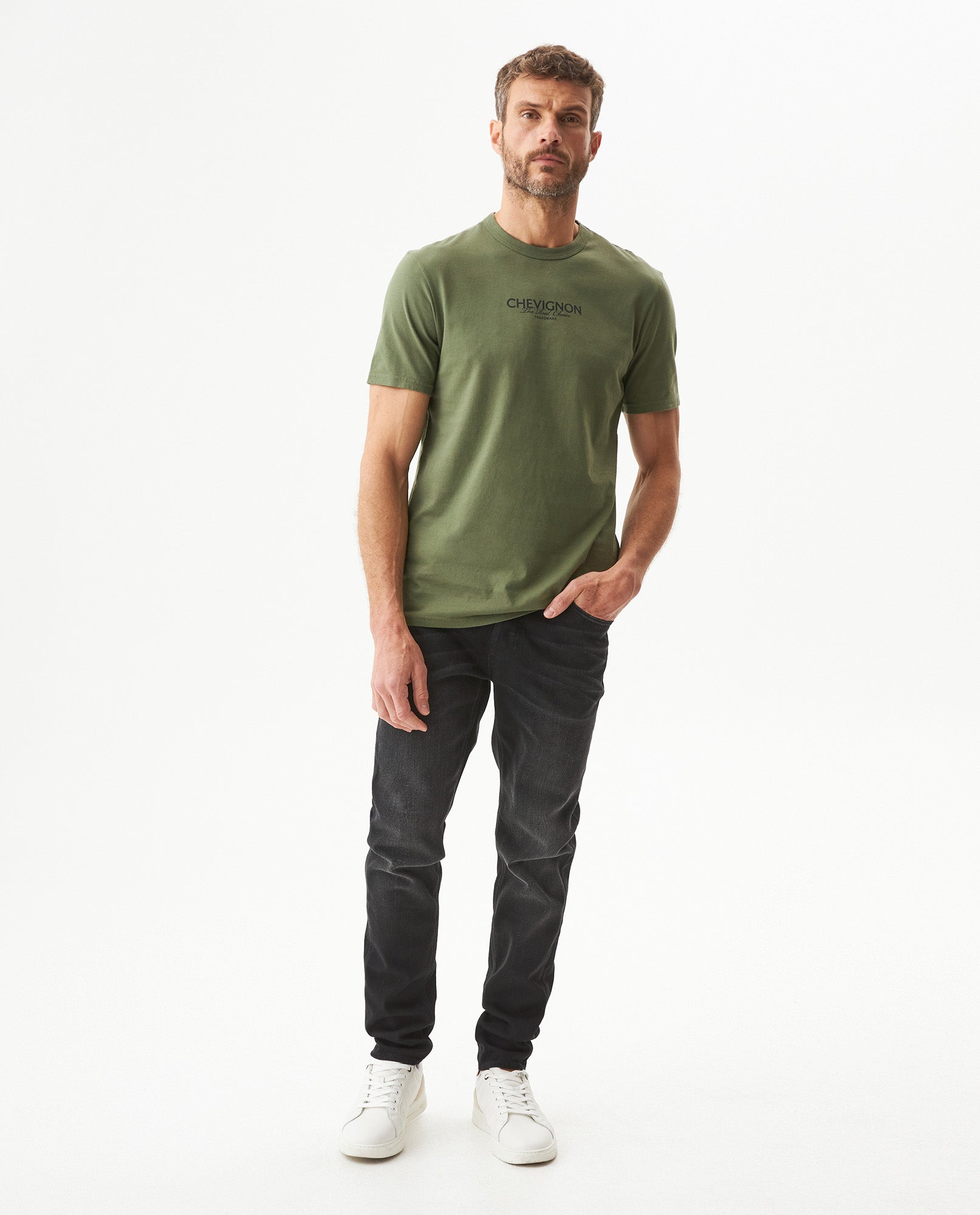 Men's Slim Fit Typographic Graphic T-shirt in Cotton Seafront