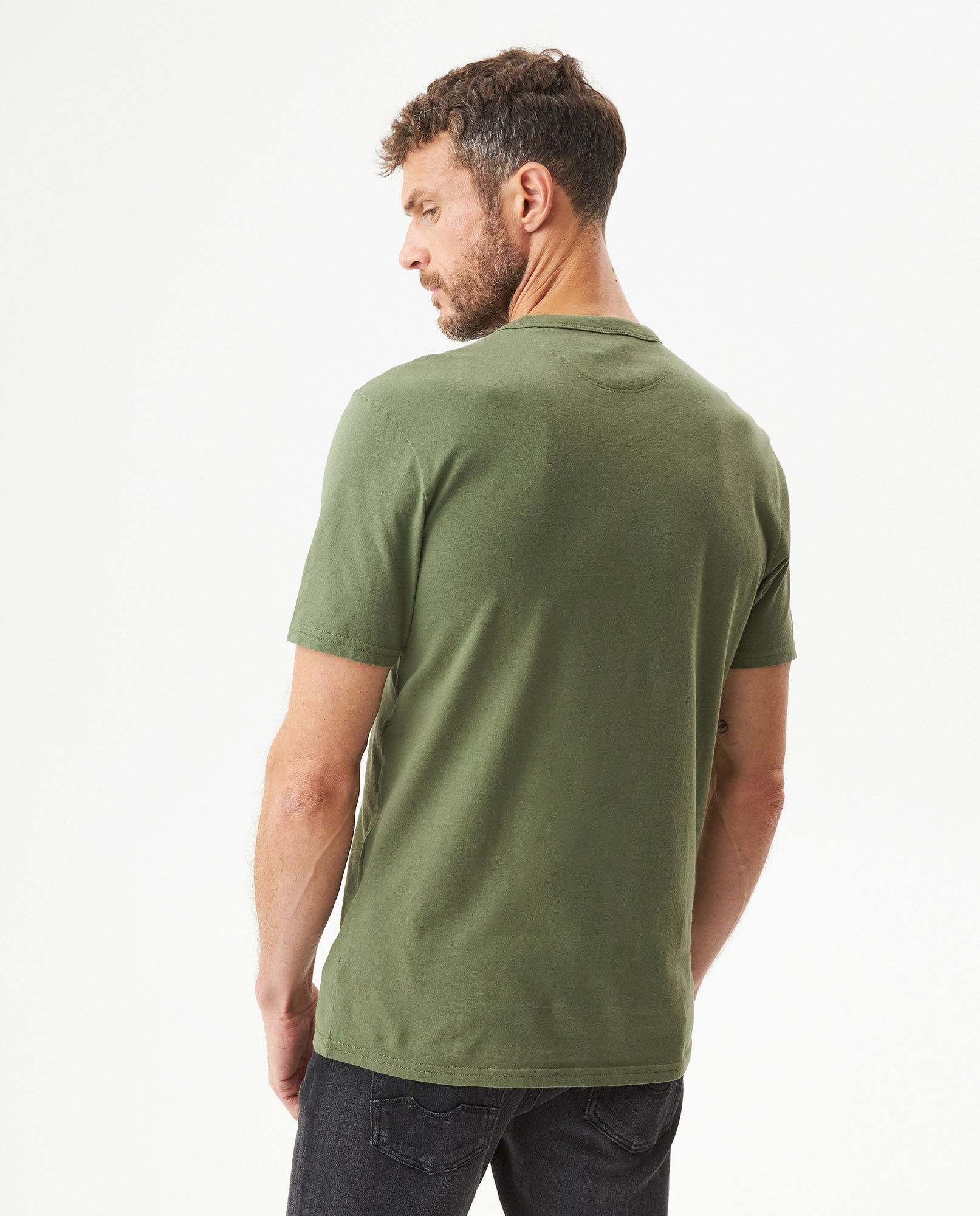 Men's Slim Fit Typographic Graphic T-shirt in Cotton Seafront