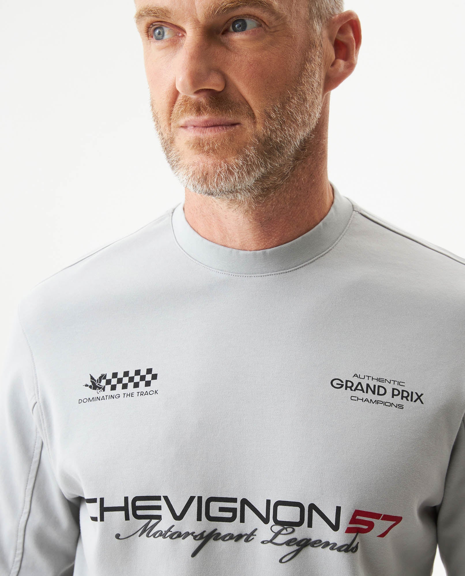 Men's Racing Long Sleeve Regular Fit T-shirt in Cotton Compass