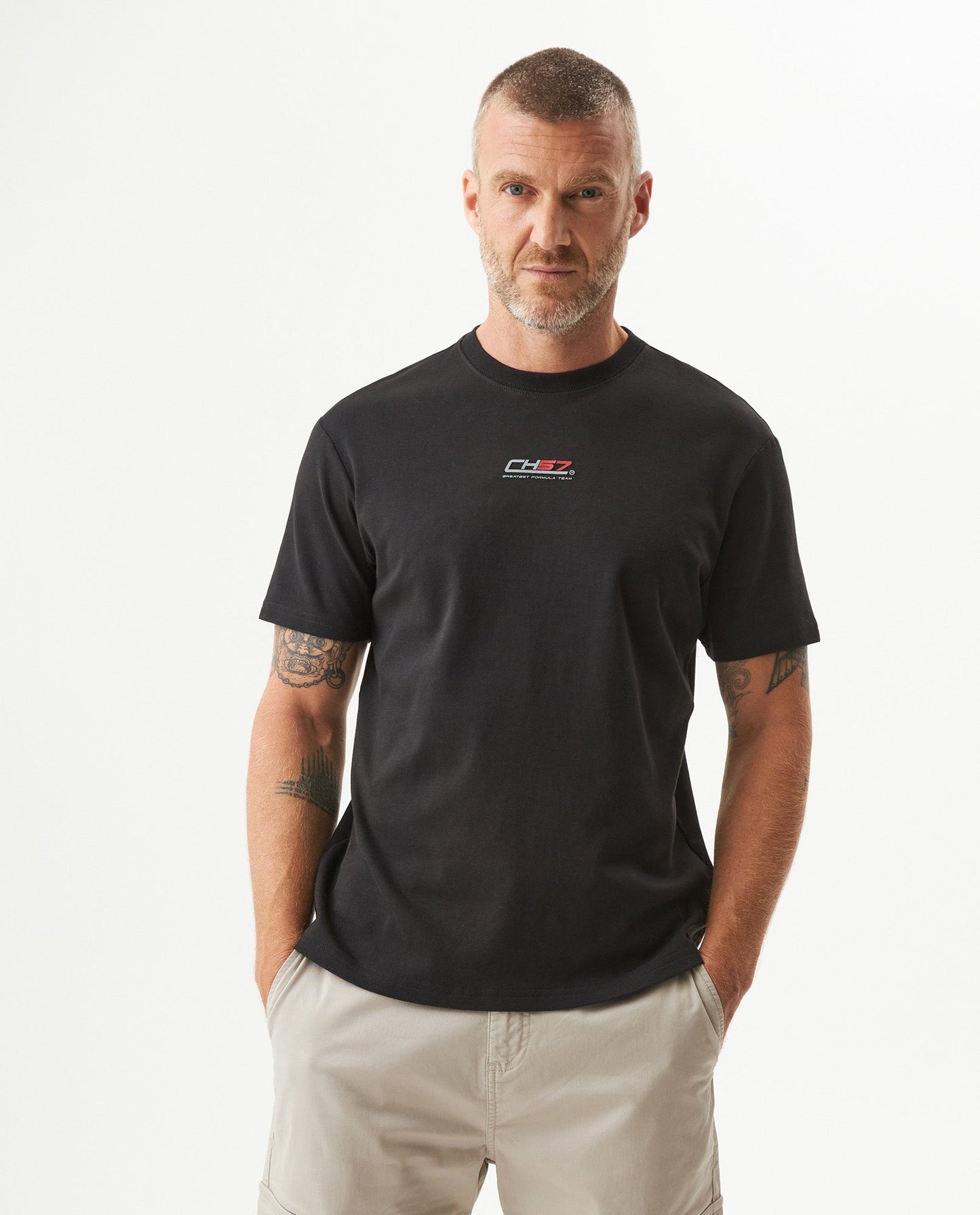 Men's Racing Graphic Slim Fit T-shirt in Cotton Wharf